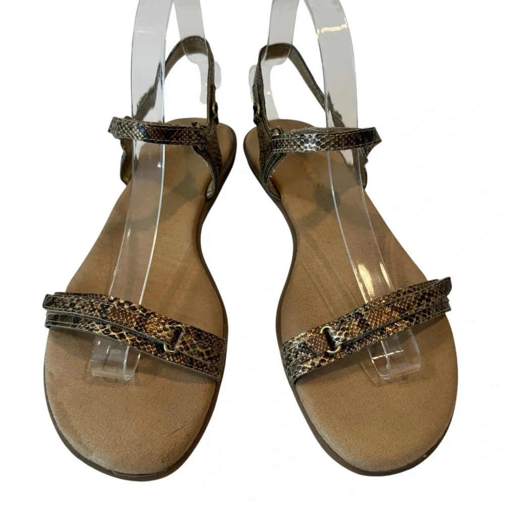 Aerosoles Snake Print  Cushioned Brown Black  Ankle Strap Open Toe‎ Sandals 7.5